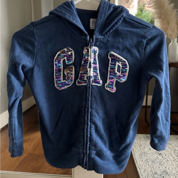 Adorable GAP Kids Blue Hoodie with Sequin Detail - Picture 2 of 6